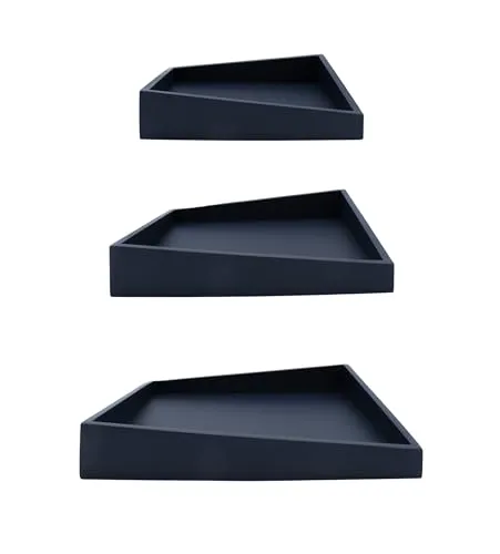 Dekotablett 3er Set mit asymmetrischer Form - 30/25 / 20 cm - Serviertablett aus Holz im modernen Design - Kerzentablett Tisch Deko Tee Tablett eckig