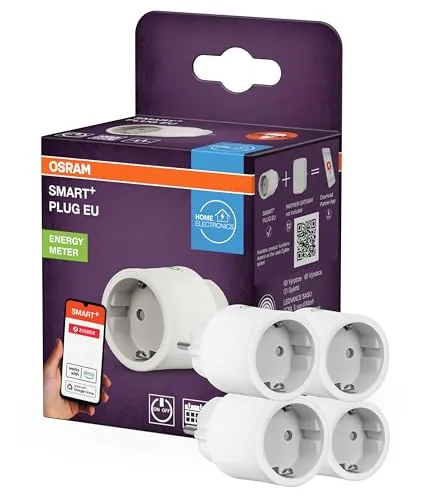 OSRAM SMART+ ZIGBEE EU-Steckdose Weiß, intelligente Smart-Home-Steckdose mit Energieverbrauchskontrolle