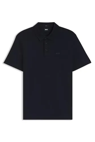 BOSS Herren Palosh 30 Slim-Fit Poloshirt Dunkelblau XL - Poloshirt aus hochwertiger Baumwolle, Slim Fit Design mit gummiertem Logo – ideal für einen modernen, lässigen Look.