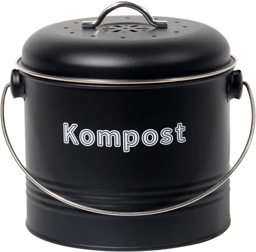 Zedelmaier Biomülleimer - 3,5L geruchsdicht mit Aktivkohlefiltern, stilvolles Retro-Design für die Küche in Schwarz