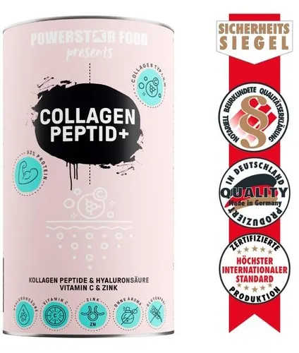 COLLAGEN PEPTID + | Bioaktive Kollagenpeptide mit 93,2% Protein - Kollagen-Präparate mit 500mg Hyaluronsäure, Zink & Vitamin C für gesunde Haut, Gelenke und Knochen. Ohne Aromen oder Süßungsmittel, ideal zum Mischen.
