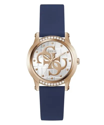 Guess Watch GW0860L2 - Elegante Damenarmbanduhr - Armbanduhren für Damen mit funkelnden Steinen, hochwertigem Blau-Silikonarmband und wasserdicht bis 3 bars – ideal für stilbewusste Frauen.