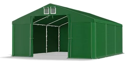 DAS COMPANY Lagerzelt 4x6m dunkelgrün wasserdicht Zelt 560g/m² PVC Plane hochwertig Zelthalle Summer SD - Faltpavillon, Gartenpavillon, Pavillon, Gartenhaus, Zeltgarage, Garagenzelt - Partyzelt