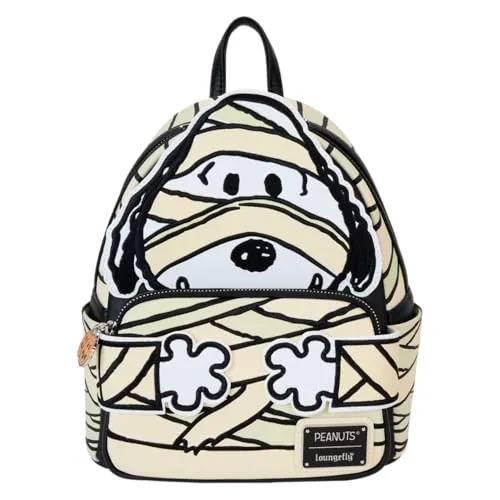Loungefly Peanuts Snoopy Mummy Glow Mini-Rucksack - Tagesrucksäcke aus veganem Leder mit leuchtenden Details und verstellbaren Schultergurten – perfekt für Peanuts-Fans und den Alltag.