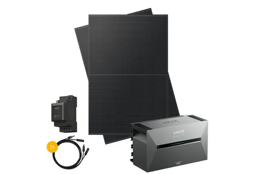Kleines Kraftwerk Balkonkraftwerk, 1000 W, Monokristallin, (ohne Halterung, Solaranlage Komplettset mit Speicher), 2 x 500W, Anker Solarbank 3 Pro, Wechselrichter