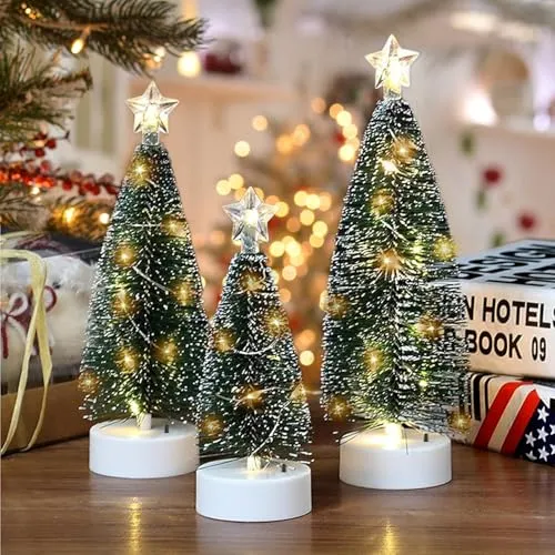 Kleiner Weihnachtsbaum mit Beleuchtung – Mini Tisch Weihnachtsbaum - Künstliche Weihnachtsbäume mit warmweißen LED-Lichtern, in drei Größen erhältlich (18/20/22 cm), ideal für stimmungsvolle Dekoration im Home Office oder Wohnzimmer.