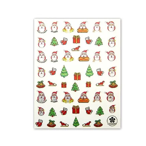 Blatt Nagelsticker - hauchdünne Stick On Nail Slides - Selbstklebende Nail Sticker für Weihnachten 3