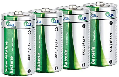 tka Köbele Akkutechnik Monozelle: Sparpack Alkaline Batterien Mono 1,5V Typ D im 4er-Pack (LR20 Batterien, 1,5V Große Batterien, Taschenlampe)