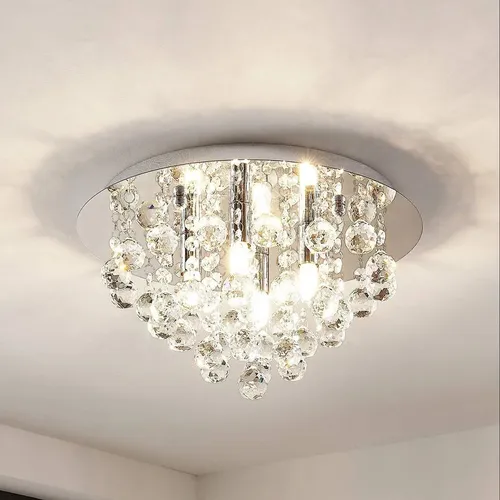 Lindby Kristall Deckenlampe Antonino, chrom Ø35 cm - Eleganter Kronleuchter aus Stahl und Kristall, ideal für stilvolle Innenräume. Mit 4 Lichtern sorgt er für eine brillante Ausleuchtung.