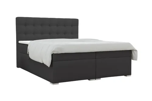 Deine Möbel 24 Boxbett Claudia, Anthrazit, 200x200 cm - Stylisches Boxbett Claudia in Anthrazit mit zwei komfortablen Taschen-Federkernmatratzen. Praktische Bettkästen bieten zusätzlichen Stauraum. Pflegeleichter Topper und stabile Konstruktion garantieren Langlebigkeit und hohen Schlafkomfort.