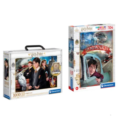 Clementoni Harry Potter  Puzzle  Koffer 1000  +  Fliegendes Auto 104 Teile