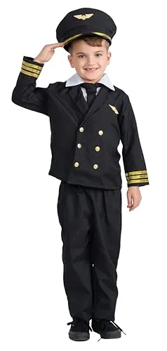 Dress Up America Pilotenkostüm für Jungen und Mädchen – Flugkapitänsuniform für Kinder – Rollenspiel- Piloten Kostüm Jungen - Verkleidung für Kinder