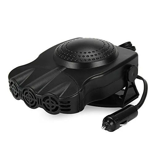 ele ELEOPTION Auto Heizlüfter 12V 2in1 Portable Ventilator Keramik Lüfter Heizung Kühlung Defroster Demister (Schwarz)
