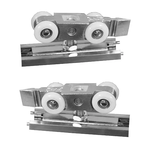 plasteo® Beschlag für Schiebetür | Belastbar bis max. 100 kg | 2 Auflaufstopper | Wartungsfreie Leichtgängige Geräuscharme Laufrollen