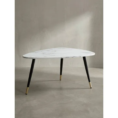 Eleganter Dreieck Couchtisch mit Marmor Optik Weiß