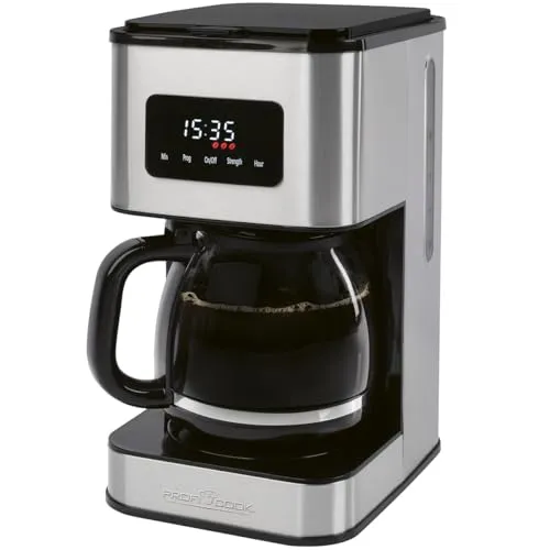 ProfiCook Filterkaffeemaschine PC-KA 1299 - Kaffeemaschine für 12-14 Tassen mit Edelstahlgehäuse, programmierbarer 24-Stunden-Zeitschaltuhr und elektr. Aromawahl – ideal für Kaffeeliebhaber!