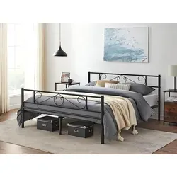 VASAGLE Bettgestell 160 x 200 cm - Stabil und stilvoll - Klassisches Bettgestell aus robustem Metall mit Kopfteil, hohe Stabilität bis 450 kg und viel Stauraum darunter – ideal für jeden Schlafraum.