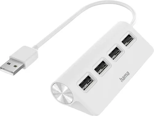 HAMA USB-Hub 4 Ports, USB 2.0, 480 Mbit/s, Weiß (00200120) von ‎Hama