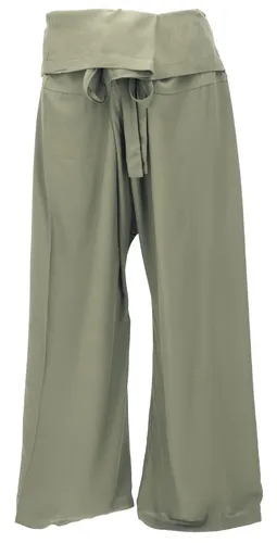 Thai Fischerhose aus Viskose - Wickelhose im Ethno Style - grün - Unisex Wickelhose aus 100% Viskose, ideal für entspannte Outfits. Die weite Passform und der Bindegürtel bieten hohen Tragekomfort. Perfekt für jede Jahreszeit!