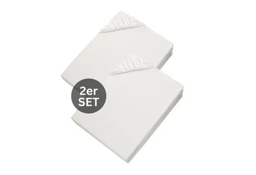 SCHÖNER WOHNEN-Kollektion Spannbettlaken BASIC - 2er Set, 100 x 200 cm - Hochwertiges Spannbettlaken aus Mischgewebe mit Rundum-Gummizug für perfekten Sitz. Pflegeleicht, atmungsaktiv und in stilvollem Weiß – ideal für modernen Komfort im Schlafzimmer.