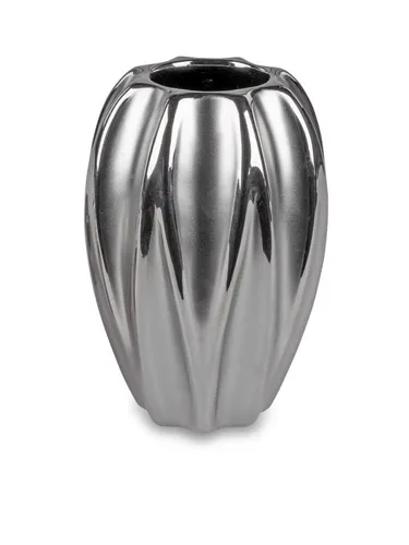 Schicke Keramik Vase Silber  H: 15cm