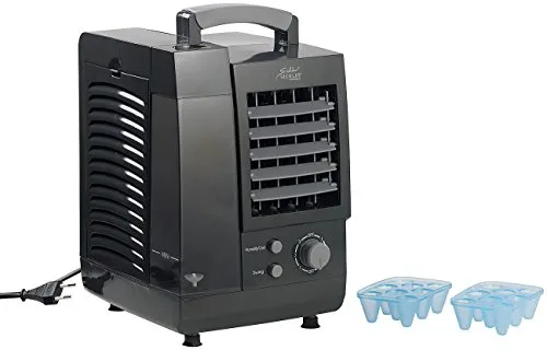 Sichler Haushaltsgeräte Tisch Klimaanlage: 3in1-Luftkühler mit Sprühnebelfunktion - Mobile Klimageräte: Kühlt, befeuchtet und filtert die Luft – ideal für Schreibtisch und kleine Räume mit leiser Oszillation und extra Kühlung durch Eiswürfel.