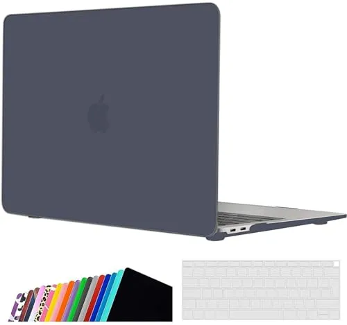 iNeseon Hülle Kompatibel mit MacBook Air 13 Zoll (A2337 M1 A2179 A1932), Plastik Case Cover Hartschale Schutzhülle + Tastaturschutz für MacBook Air 13 Retina 2018-2021, Dunkelgrau