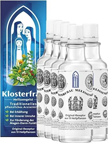 Klosterfrau Melissengeist 5 x 47 ml - Nahrungsergänzungsmittel mit 13 Heilpflanzen, unterstützt bei inneren Unruhen, Schlafstörungen und Muskelbeschwerden – für ganzheitliches Wohlbefinden.