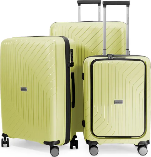 HAUPTSTADTKOFFER TXL 3er Kofferset leichte robuste Reise-Trolleys Laptop-Fach Koffer auf Rollen Gepäck-Set Reisekoffer lightweight Travel Bags,,Lime