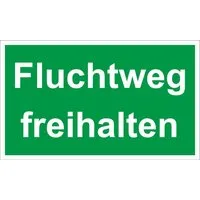 Warn- und Hinweisschild Fluchtweg freihalten 25 cm x 15 cm - Praktisches Warn- und Hinweisschild zur Kennzeichnung von Fluchtwegen. Witterungs- und UV-beständig, ideal für Innen- und Außenbereiche. Maße: 25 cm x 15 cm, 1 Stück im Lieferumfang.