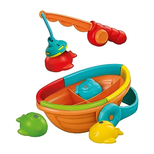 Clementoni 17688 Baby Logikspiel Angel-Set, farbenfrohes Badewannenspielzeug aus recyceltem Material, Angelspiel mit Magneten, für Kleinkinder ab 12 Monaten, Multi-Coloured, Medio
