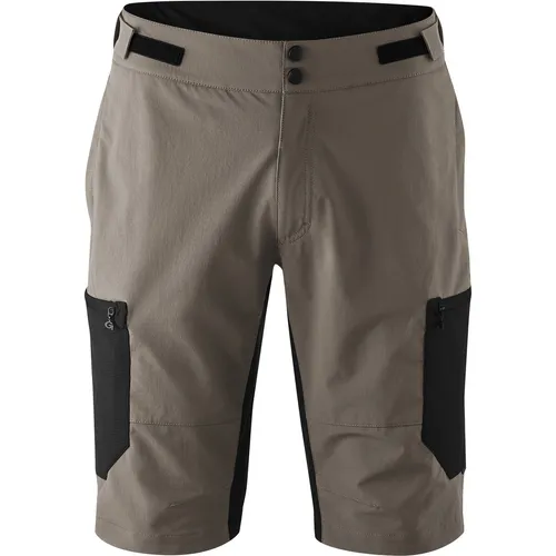 Gonso Adventure Shorts Cargo Radhose Gr S grau/braun - Bequeme MTB-Shorts in Grau/Braun mit praktischen Taschen und einer Innenhose mit Sitzpolster. Ideal für Mountainbiketouren. Hergestellt aus hochwertigem Stretchmaterial für optimale Bewegungsfreiheit.