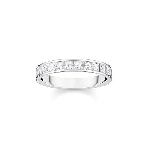 THOMAS SABO Ring mit weißen Steinen aus recyceltem 925 Sterling Silber - Eleganter Damenring aus hochwertigem recyceltem Sterlingsilber mit funkelndem Zirkonia-Pavé, ideal als Geschenk für besondere Anlässe.