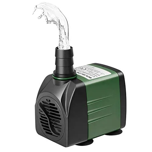 SOUSLOW Wasserpumpe 8W 600 L/H AC220-240V Aquarium Pumpe mit 2 Düsen für Aquarium, Teich, Gartenbrunnen, Hydroponiksystem