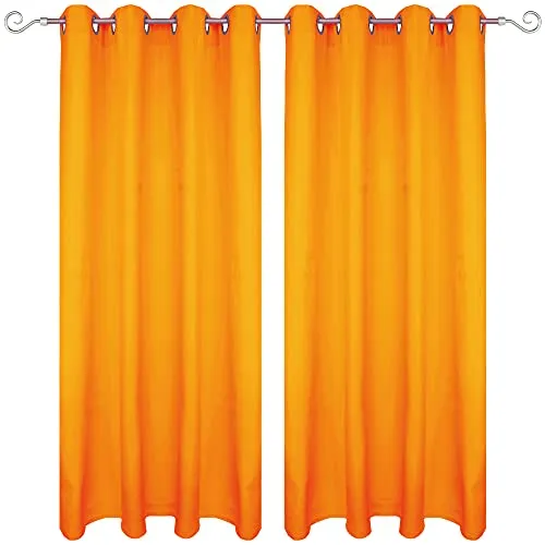 Bestgoodies Gardine mit Ösen 140x145 cm (Breite x Länge) in Hellorange, blickdichter Vorhang, Ösenvorhang in vielen Variationen