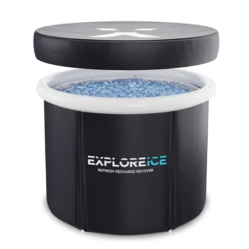 Explore Fitness Ice Bath Pro Max, Premium Cold Plunge Tub, Eisbadewanne für Sportler, tragbare Badewanne, Schwarz und Weiß