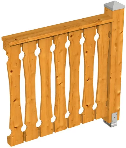 Skanholz Brüstungsgeländer Balkonschalung 108 cm - Zubehör für Gartenhäuser, robustes Holzgeländer mit 1 Pfosten, ideal für Sicherheit und Stil auf Balkonen, 5 Jahre Herstellergarantie.