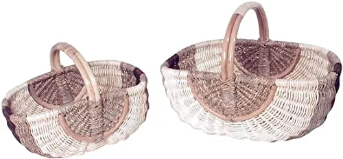 Kobolo Rattankorb Einkaufskorb geflochten Set - zwei Größen - Natur Braun