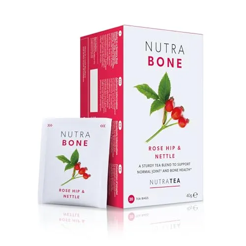 Nutra Tea NUTRABONE, Knochen Tee zur Stärkung der Knochen, zur Erhaltung flexibler Gelenke, 20 wiederverwendbare Teebeutel, Senioren Tee mit Ingwer & Grüner Tee