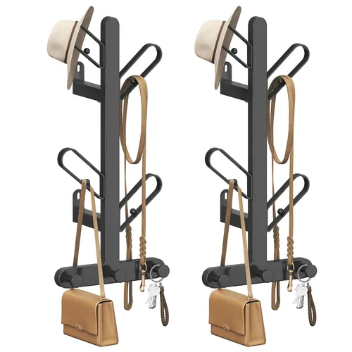 Wandgarderobe 2er Set, Garderobe in Baumform, tintenschwarz RCRDE036B01