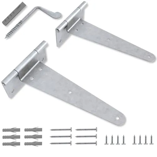 T-Scharnier Set für klappbaren Wandtisch – 2× verzinktes Bandscharnier für Wandmontage – Klapptisch Scharnier 90°-180° – inkl. Montagematerial