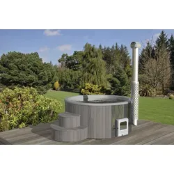 Wolff Finnhaus Badebottich Hot Tub Ø 200 cm Thermoholz mit Außenofen
