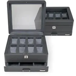 Windrose Tempora - Uhrenkoffer (für 8 Uhren) 26.5 cm (grau)