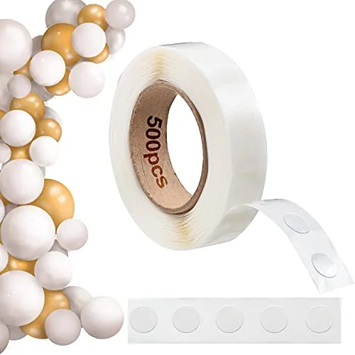 Esoahour 500 Stück (1 Rolle) Doppelseitig Klebepunkte Transparent für Luftballons, Entfernbares Ballon Klebeband Klebe punkte für Hochzeit, Geburtstag, Party Dekorationen, DIY Scrapbooking, Handwerk