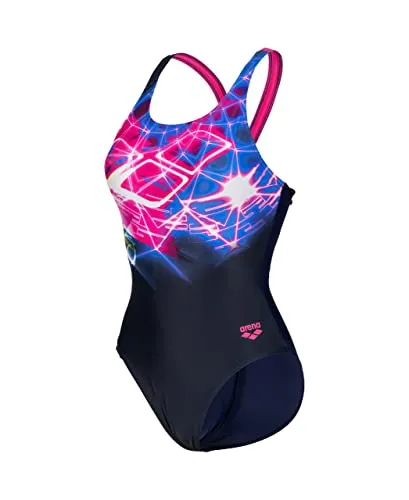 ARENA Damen Schwimmanzug WOMEN'S SWIMSUIT V BACK PLACEM - Bademode für Fitnessschwimmer, aus chlor- und salzwasserbeständigem MaxFit Eco Material mit UV-Schutz UPF50+, bietet optimale Passform und Bewegungsfreiheit.