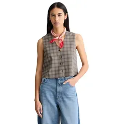 Marc O'Polo DENIM Kurzweste aus Organic Cotton-Leinen-Mix in Braun XL (42)