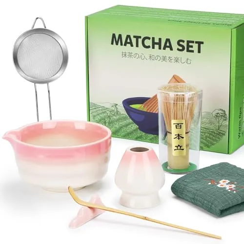Stück Matcha Set Rosa, Matcha Set mit Matcha Besen, Schale, Löffel, Macha Tea Set für Zeremonie, Ideales Matcha Geschenk für Liebhaber, Familie, Freunde, Tee Enthusiasten 7