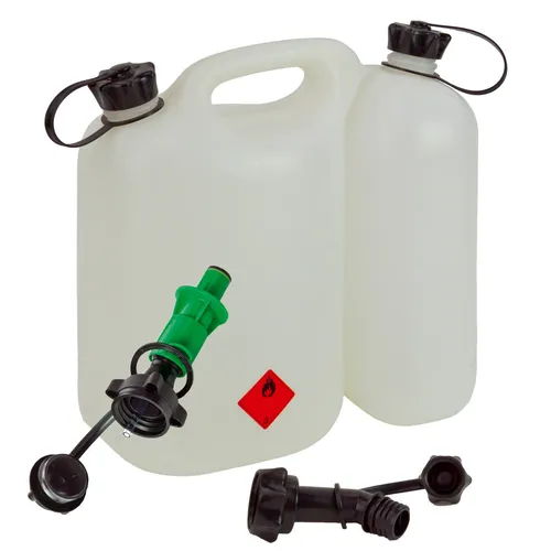 Kombikanister 5,5+3 Liter PLUS Einfüllsystem GRÜN & Ausgiesser Doppelkanister Öl