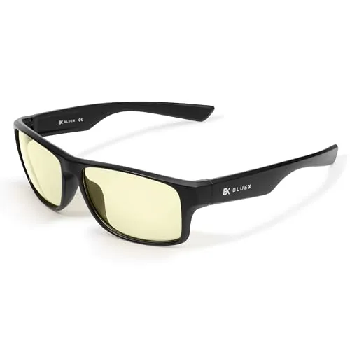 BlueX X50 • Gaming Brille TR90 Super Leicht - Blaulichtfilter Computerbildschirm-Brille - Anti-Blaulicht-Bildschirm für Gamer PCs und Büro (Herren - Damen)