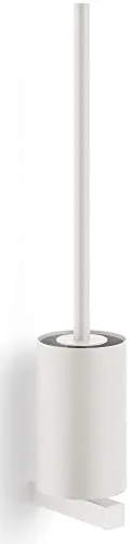 Zack Carvo Toilettenbürste Wandmontage Edelstahl weiß - Klobürsten | Elegante und robuste WC-Bürste aus pulverbeschichtetem Edelstahl, wandmontierbar für Platzersparnis und hygienische Reinigung durch abnehmbaren Behälter.